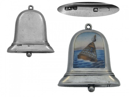 Bell Shaped Silver and Enamel Vesta Case 1910